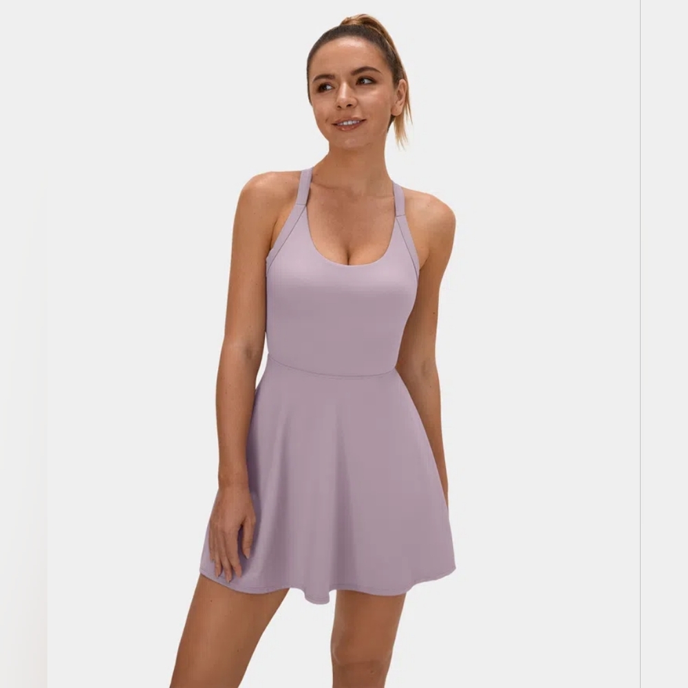 NWT Backless Cut Out Twisted Side Pocket 2-in-1 Barre Ballet Dance Dress